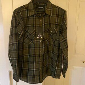 NWT Molokai Surf Co. Men's Flannel Long Sleeve Shirt Green/Black Size L